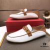 Ferragamo Latest Model Genuine Imported Top-Grade Cowhide Handwoven Loafers with Premium Calfskin Lining and Original Luxury Metal Buckle