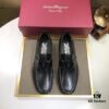 Ferragamo Latest Collection Genuine Imported Calfskin Leather Shoes with Dyed Lamb Skin Lining and Original Luxury Metal Buckle