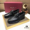 Ferragamo Latest Collection Genuine Imported Calfskin Leather Shoes with Dyed Lamb Skin Lining and Original Luxury Metal Buckle