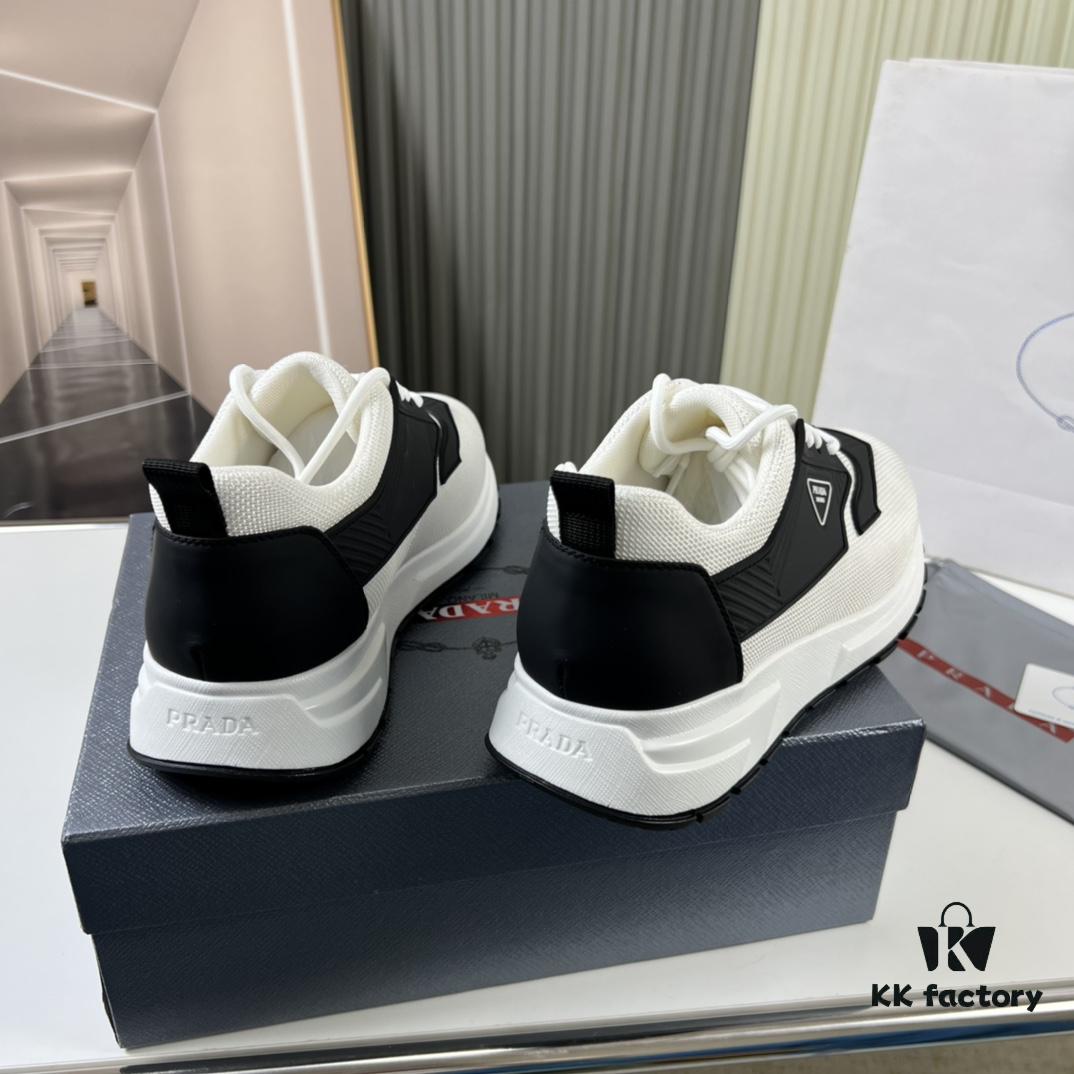 PRADA Men's Shoes Cabinet Hot Sale, Synchronized with Official Website, High-Quality Delivery - Genuine Cowhide Flyknit Upper with Cowhide Lining, 1:1 Replica, Original Factory Sole