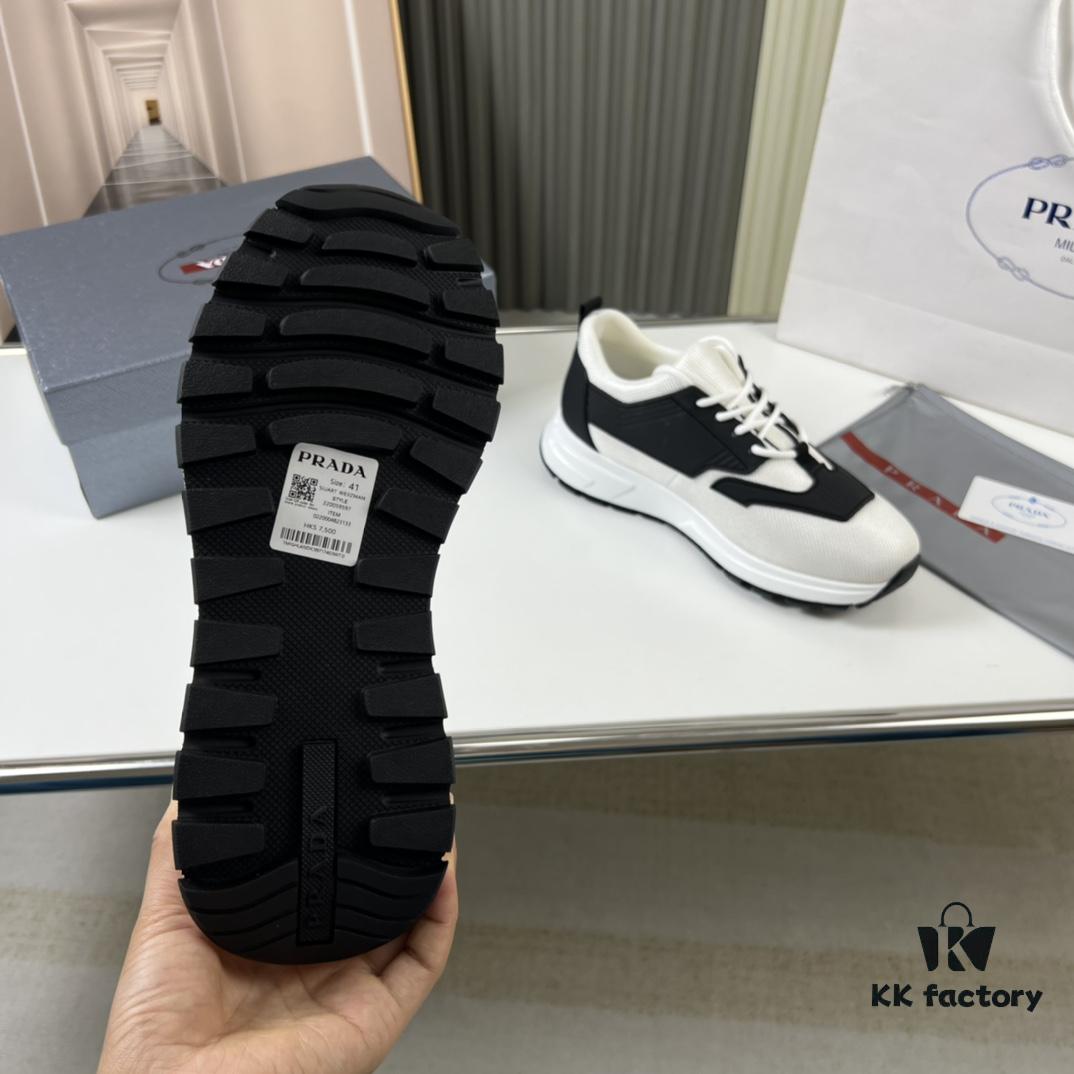 PRADA Men's Shoes Cabinet Hot Sale, Synchronized with Official Website, High-Quality Delivery - Genuine Cowhide Flyknit Upper with Cowhide Lining, 1:1 Replica, Original Factory Sole