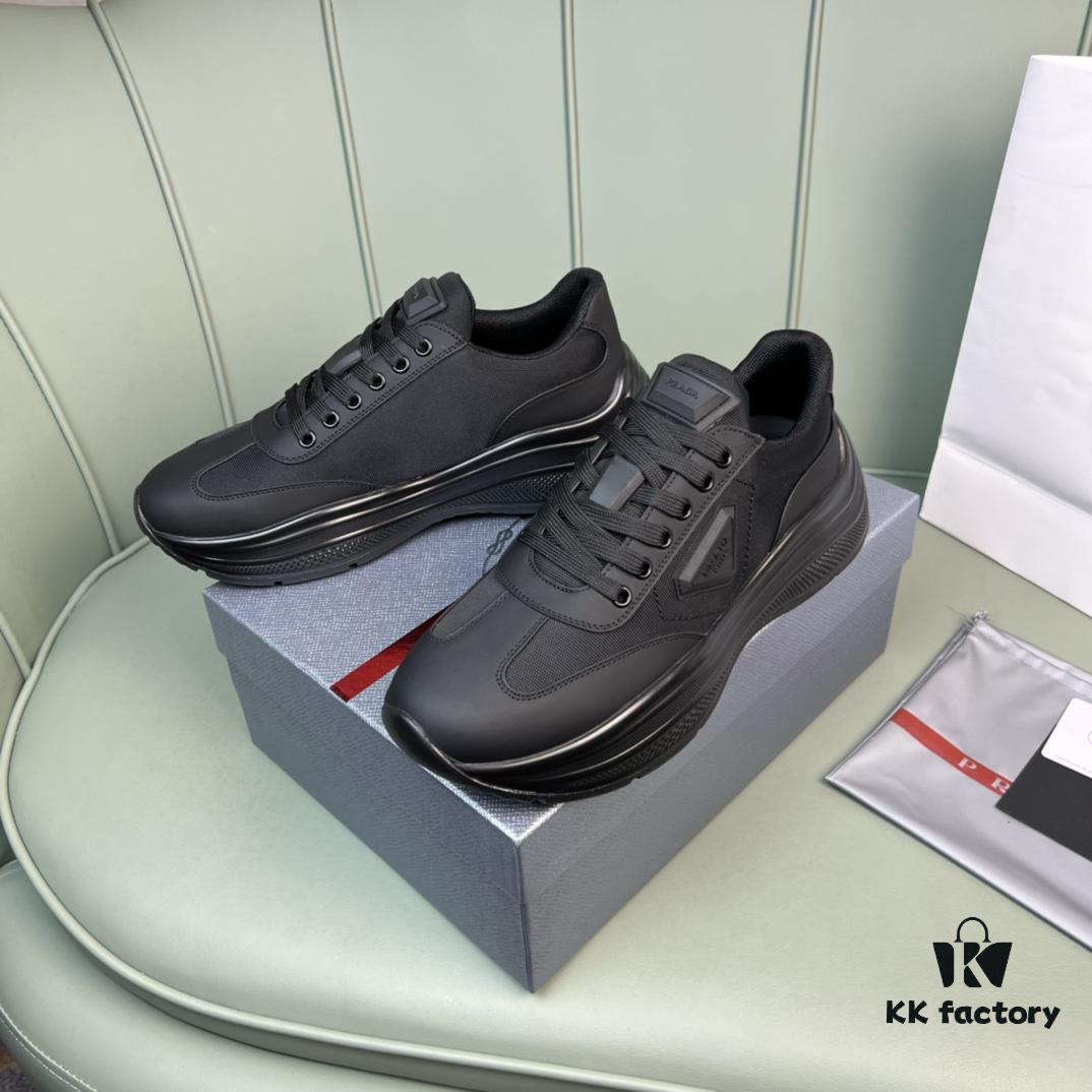 PRADA Men's Shoes, Counter Hit Product, Synchronized with Official Website, High-Quality Delivery - Genuine Cowhide Combined with Mesh Upper, Cowhide Lining, 1:1 Replica, Original Factory Sole, Size 38-45 (Size 45 Custom Made, No Returns or Exchanges)