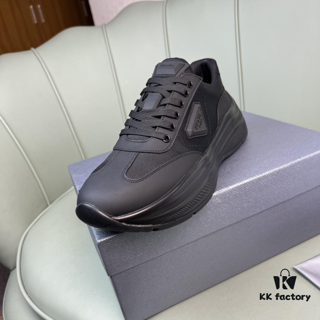 PRADA Men's Shoes, Counter Hit Product, Synchronized with Official Website, High-Quality Delivery - Genuine Cowhide Combined with Mesh Upper, Cowhide Lining, 1:1 Replica, Original Factory Sole, Size 38-45 (Size 45 Custom Made, No Returns or Exchanges)