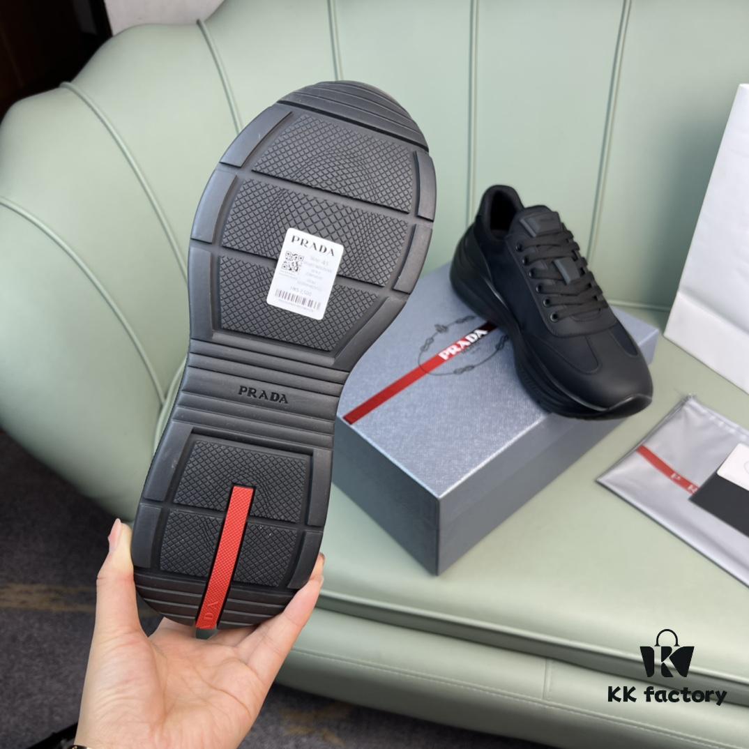 PRADA Men's Shoes, Counter Hit Product, Synchronized with Official Website, High-Quality Delivery - Genuine Cowhide Combined with Mesh Upper, Cowhide Lining, 1:1 Replica, Original Factory Sole, Size 38-45 (Size 45 Custom Made, No Returns or Exchanges)