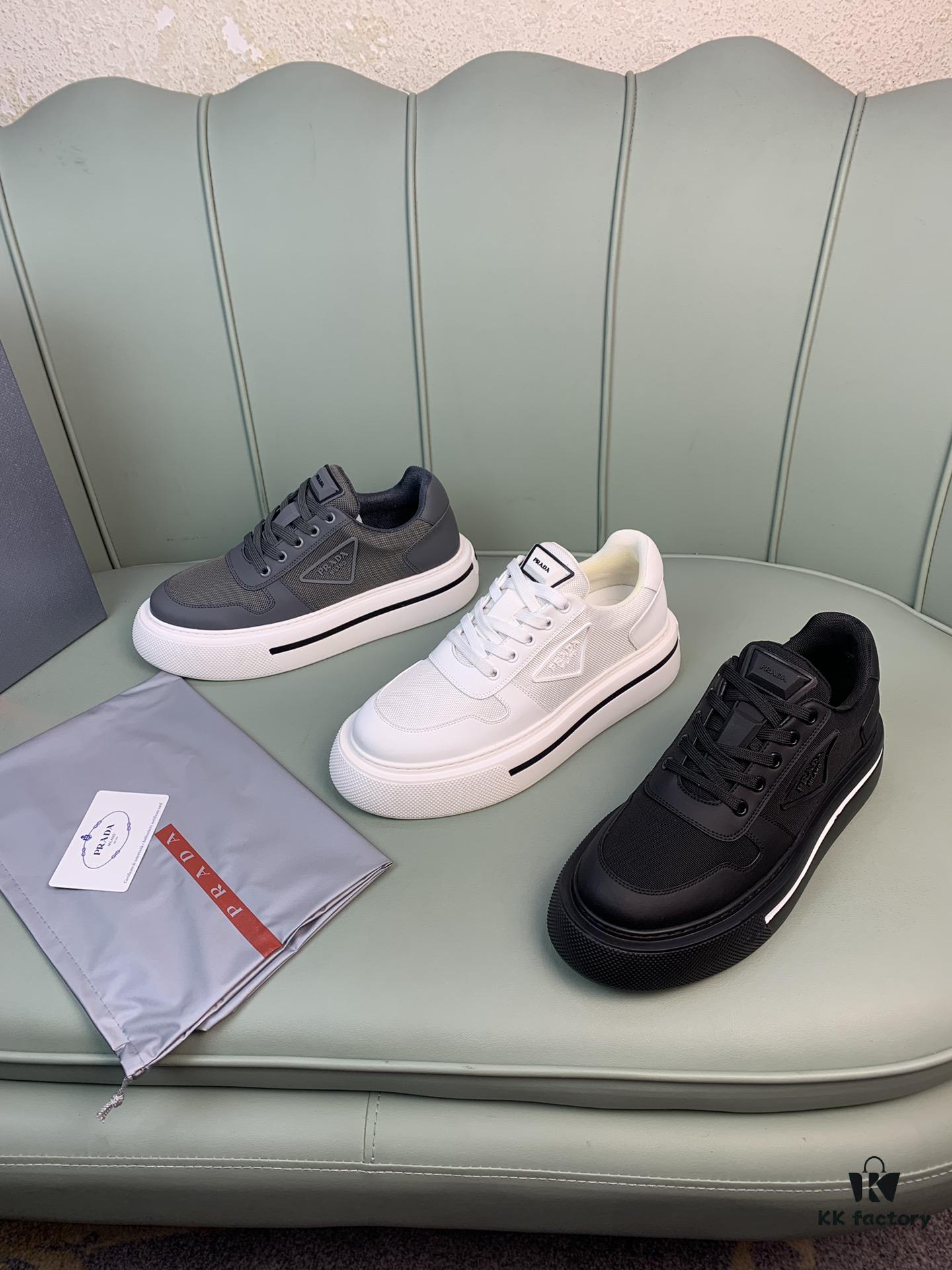 Factory Price [PRADA] Men's Shoes, Bestselling Counter Model, Synchronized with Official Website, High-Quality Delivery ✔️ Genuine Cowhide Combined with Mesh Upper, Full Cowhide Lining, 1:1 Replica, Original Factory Sole, Size 38-45 (Size 45 Custom-made, No Returns or Exchanges)