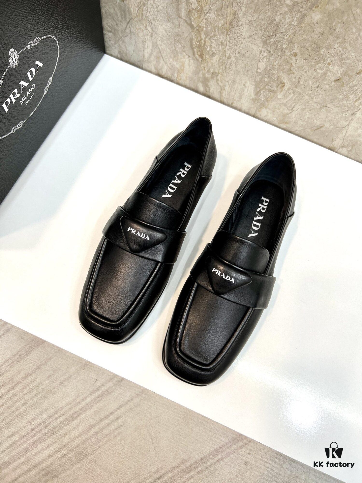 PRADA Men's Genuine Original Loafers - Luxury Slip-On Shoes in Soft Lambskin