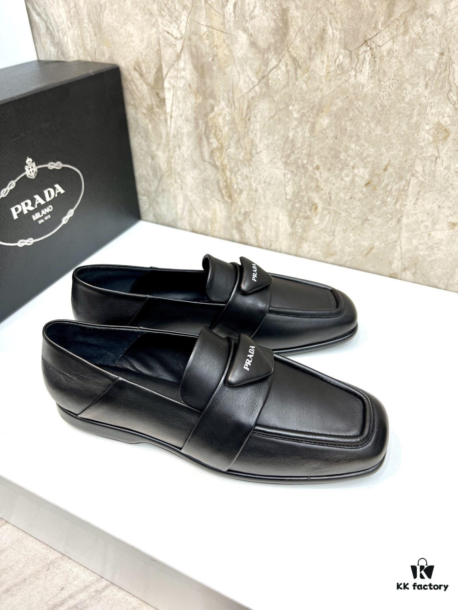 PRADA Men's Genuine Original Loafers - Luxury Slip-On Shoes in Soft Lambskin