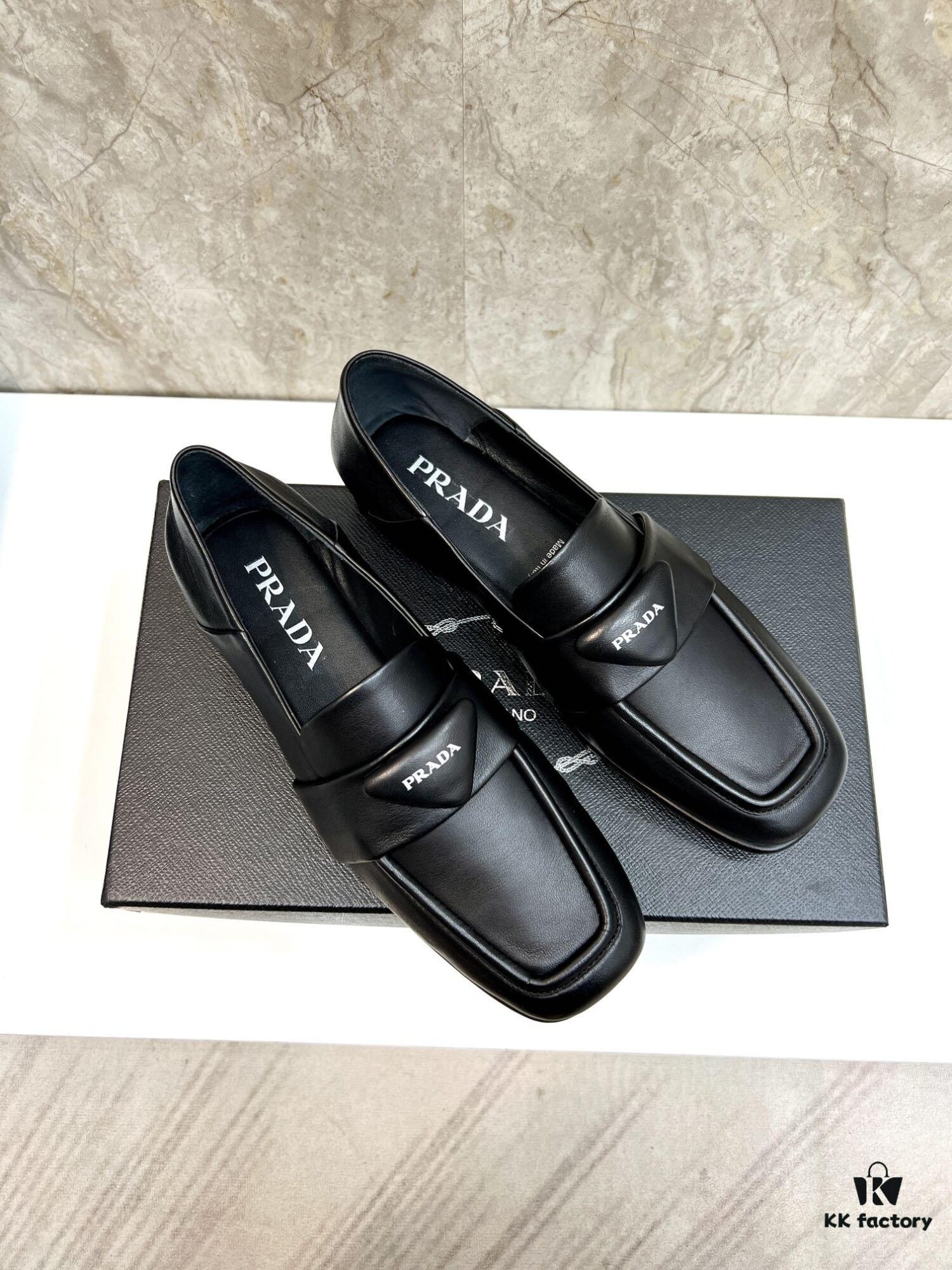 PRADA Men's Genuine Original Loafers - Luxury Slip-On Shoes in Soft Lambskin