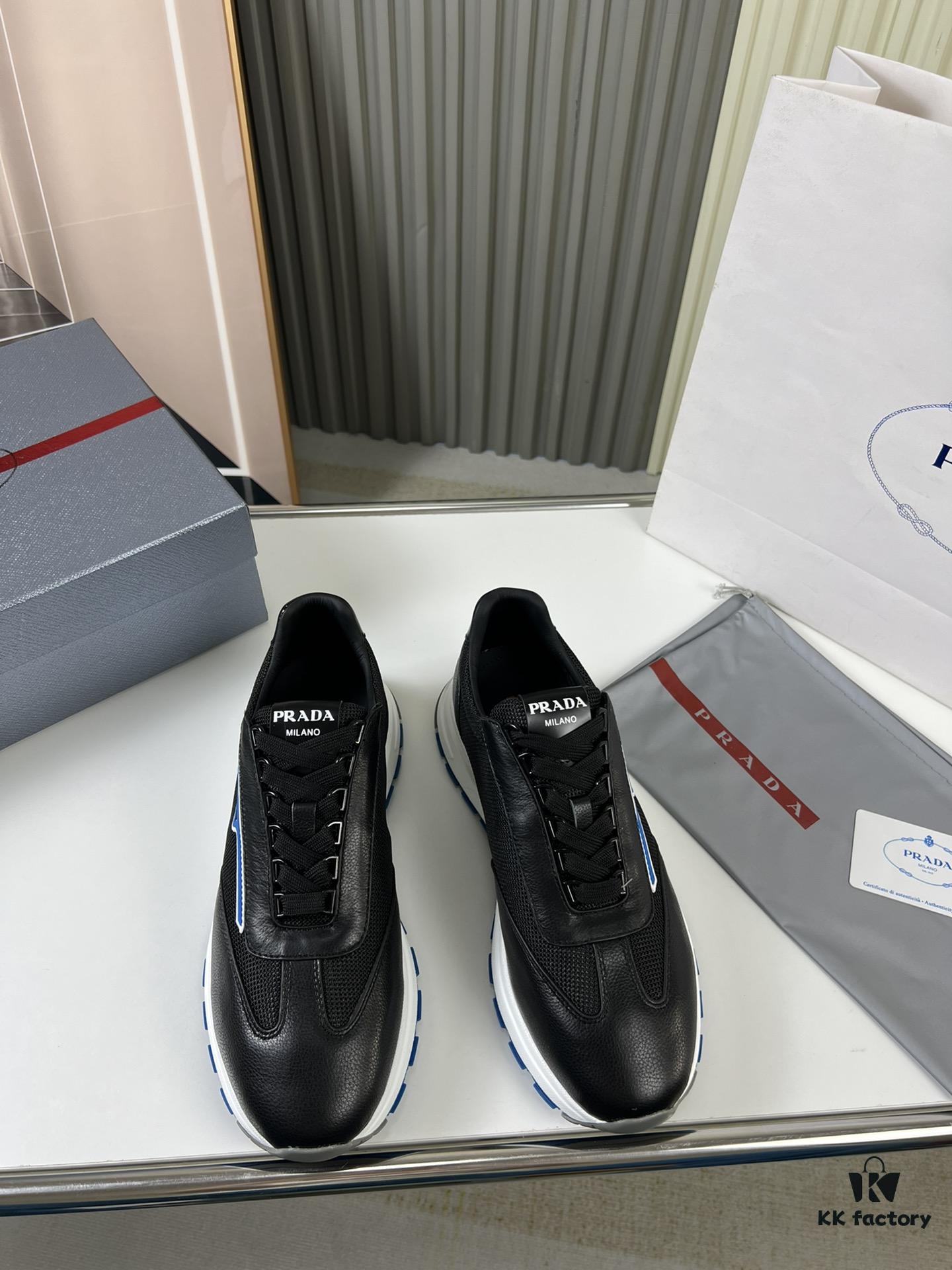PRADA Men's Shoes, Bestselling Counter Model, Synchronized with Official Website, High-Quality Delivery - Genuine Cowhide Flyknit Upper with Leather Lining, 1:1 Replica, Original Factory Sole, Sizes 38-45 (Size 45 Custom Made, No Returns or Exchanges)