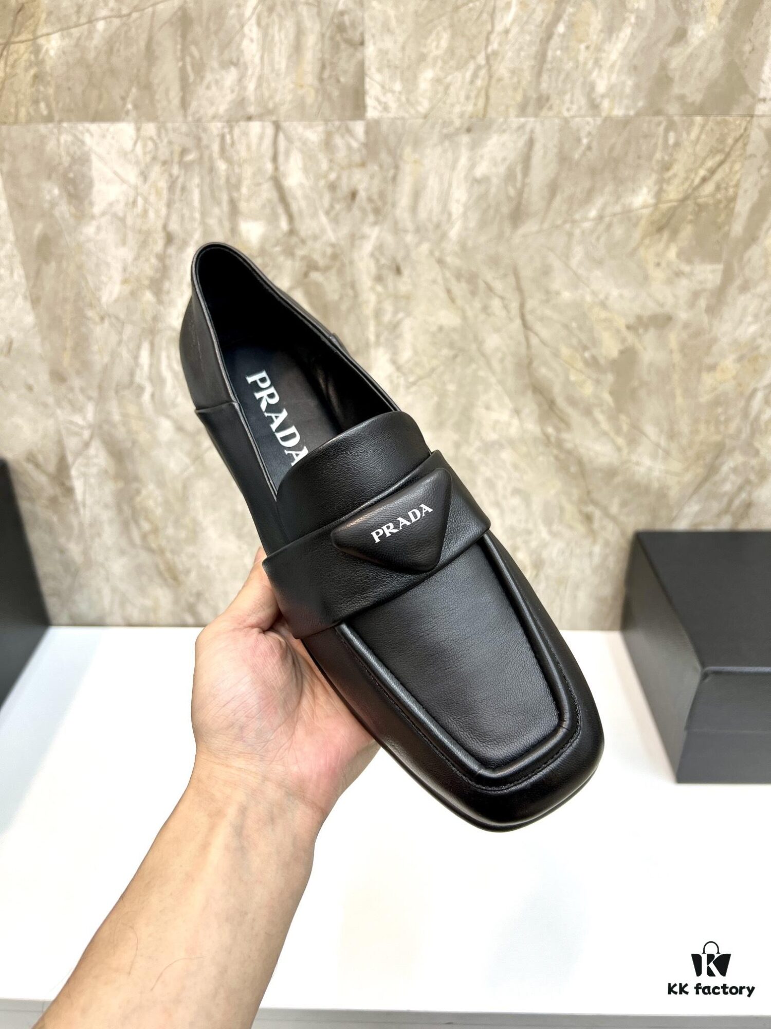 PRADA Men's Genuine Original Loafers - Luxury Slip-On Shoes in Soft Lambskin