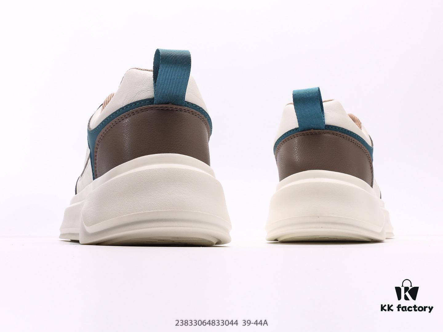 ECCO Casual Men's Shoes for Autumn, Height-Increasing Round-Toe White Sneakers, Urban Lightweight Series with Combined Full Grain and Split Cowhide Upper, Fashionable and Stylish Design, Simple Thick Lace Closure for Adjustable Fit, PU Thickened Sole with Arch and Heel Support for Comfort and Stability, Versatile and Minimalist Look