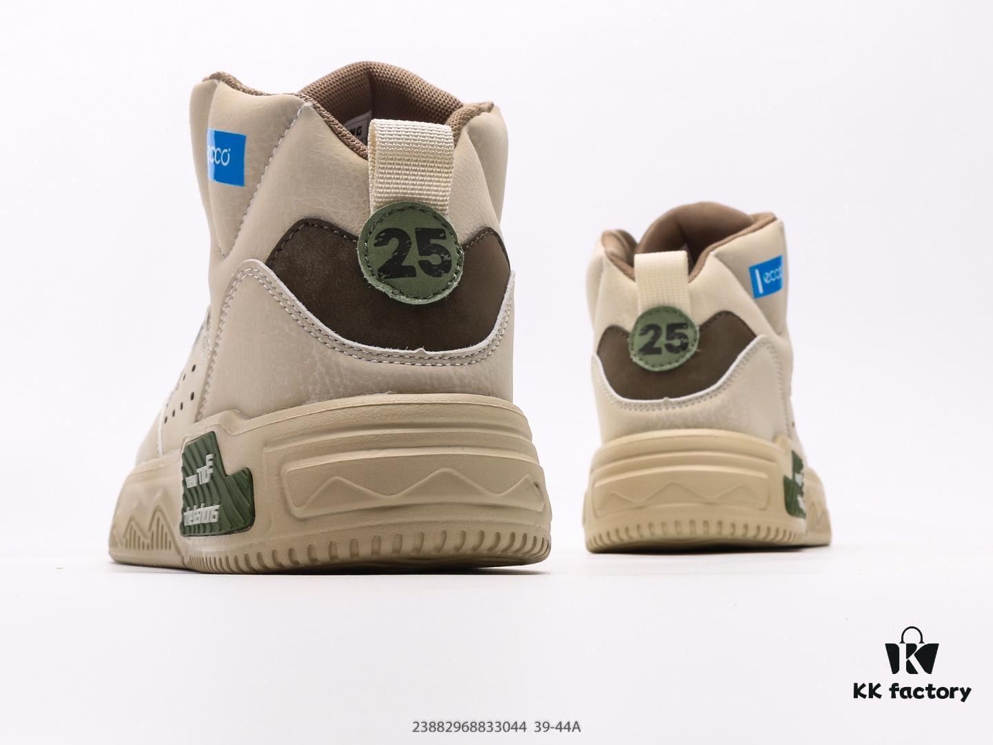 ECCO Men's Genuine Leather Casual Shoes 2024 New Fashion Hybrid Outdoor Sneakers Mid-to-High Top White Shoes Stylish Urban Look