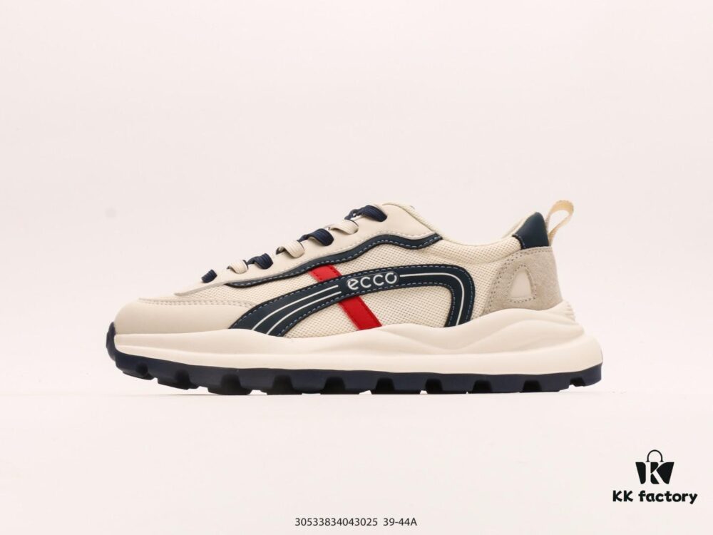 Ecco Men's Casual Retro Running Shoes, Multi-Season Sneakers with Leather and Mesh Upper, Stylish Wafer Sole Design for Comfortable Wear