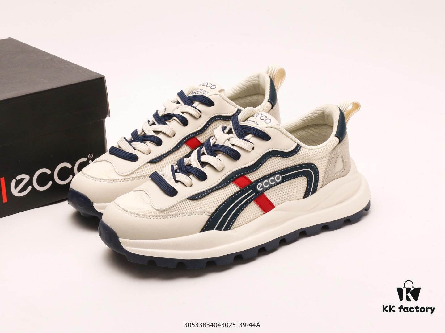 Ecco Men's Casual Retro Running Shoes, Multi-Season Sneakers with Leather and Mesh Upper, Stylish Wafer Sole Design for Comfortable Wear