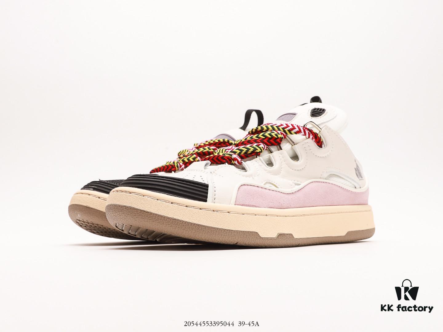 LANVIN Latest Runway Style CLAY Series Unisex Casual Sneakers, Premium Imported Leather and Suede with Breathable Space Fabric Lining, Dual-Color Rubber Sole