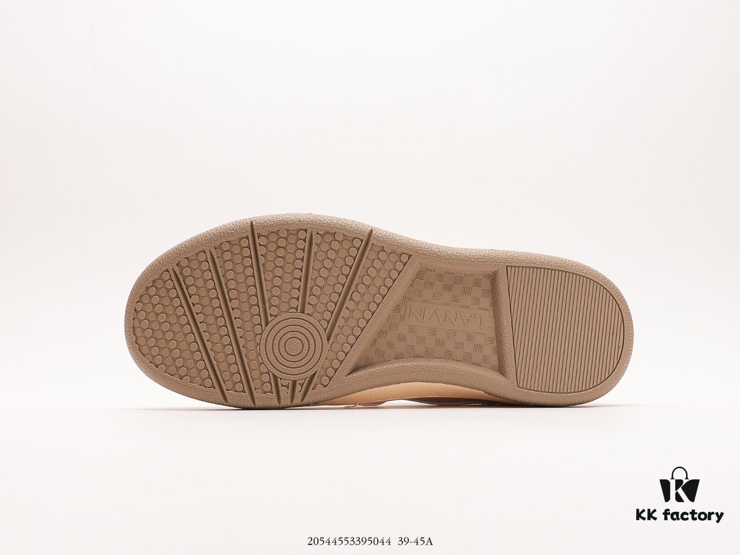 LANVIN Latest Runway Style CLAY Series Unisex Casual Sneakers, Premium Imported Leather and Suede with Breathable Space Fabric Lining, Dual-Color Rubber Sole