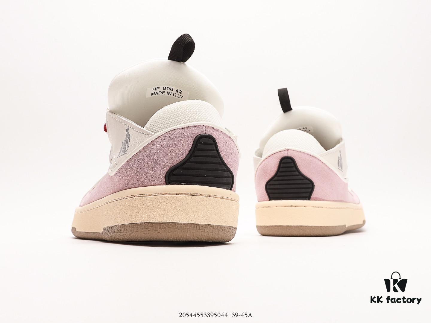 LANVIN Latest Runway Style CLAY Series Unisex Casual Sneakers, Premium Imported Leather and Suede with Breathable Space Fabric Lining, Dual-Color Rubber Sole