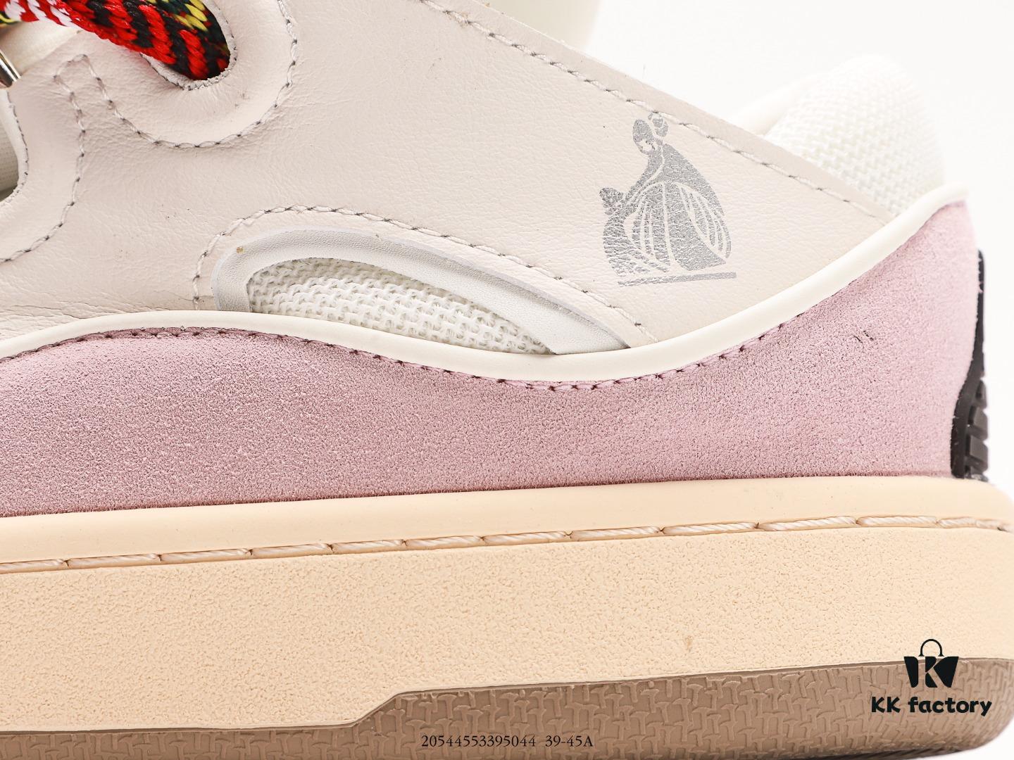 LANVIN Latest Runway Style CLAY Series Unisex Casual Sneakers, Premium Imported Leather and Suede with Breathable Space Fabric Lining, Dual-Color Rubber Sole