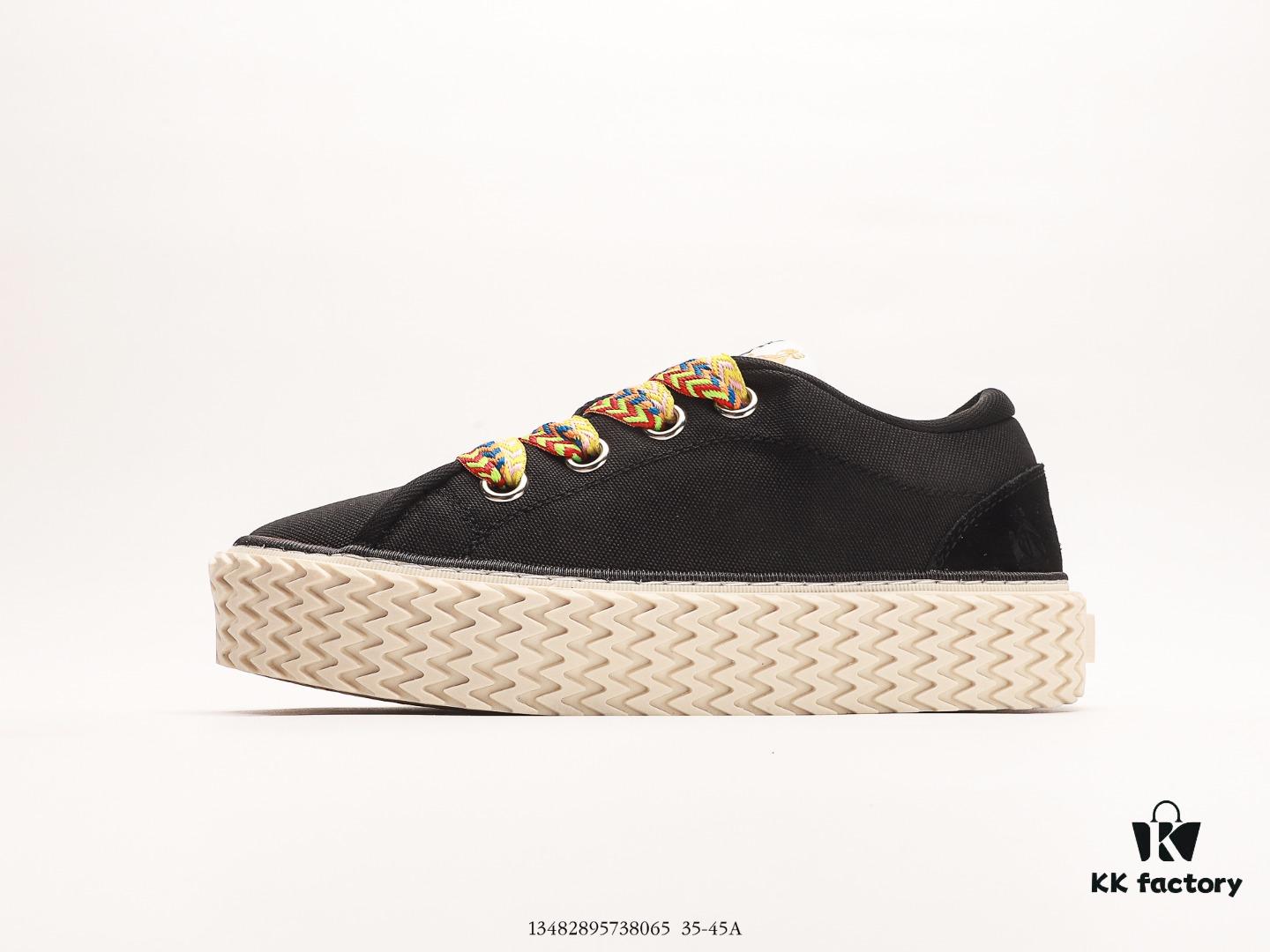 Lanvin Cotton Canvas Curbies Low-Top Sneakers, Street Attendant Collection, Retro Style Casual Sports Shoes with Wide Laces