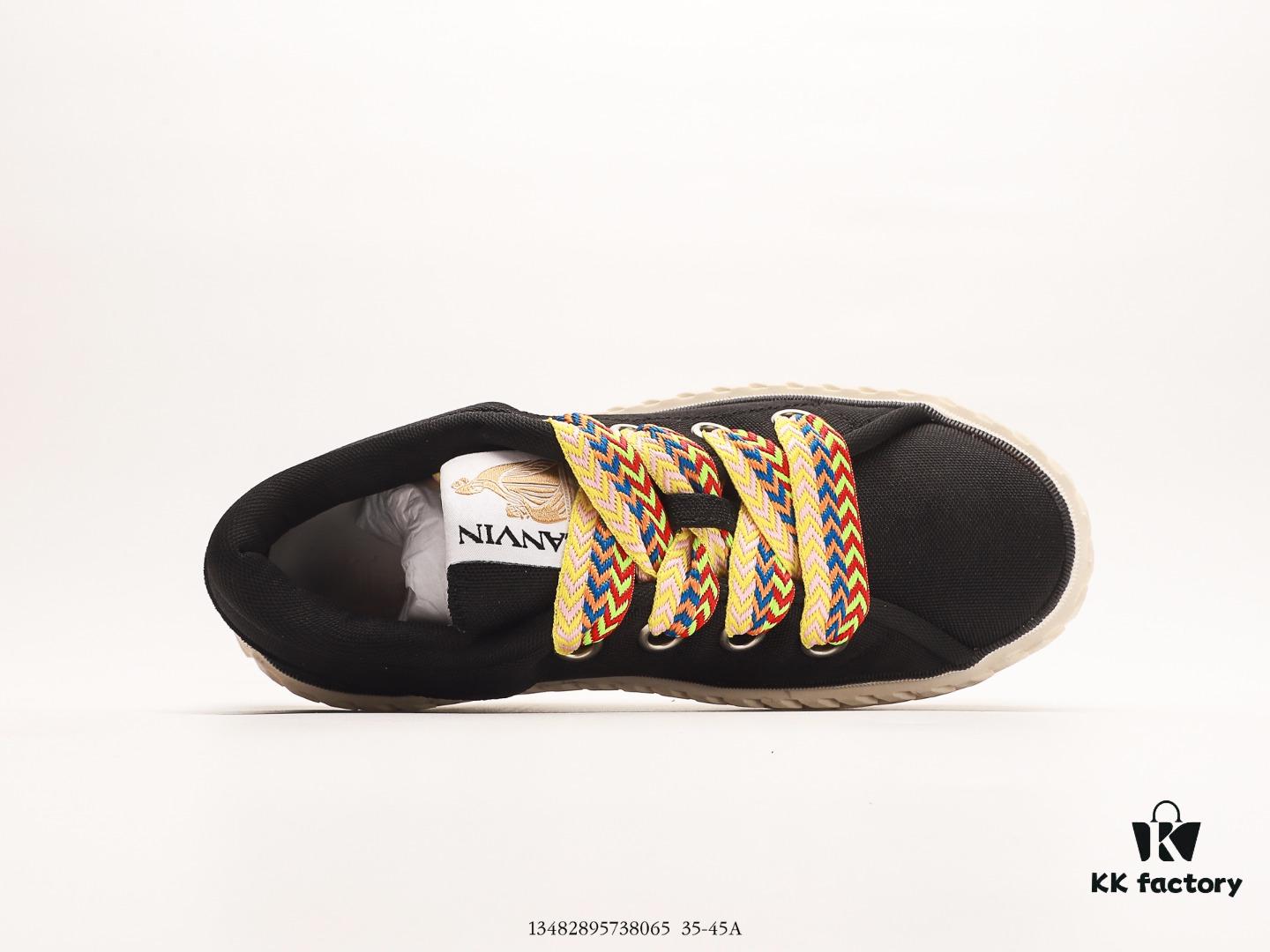 Lanvin Cotton Canvas Curbies Low-Top Sneakers, Street Attendant Collection, Retro Style Casual Sports Shoes with Wide Laces