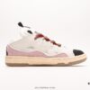 LANVIN Latest Runway Style CLAY Series Unisex Casual Sneakers, Premium Imported Leather and Suede with Breathable Space Fabric Lining, Dual-Color Rubber Sole