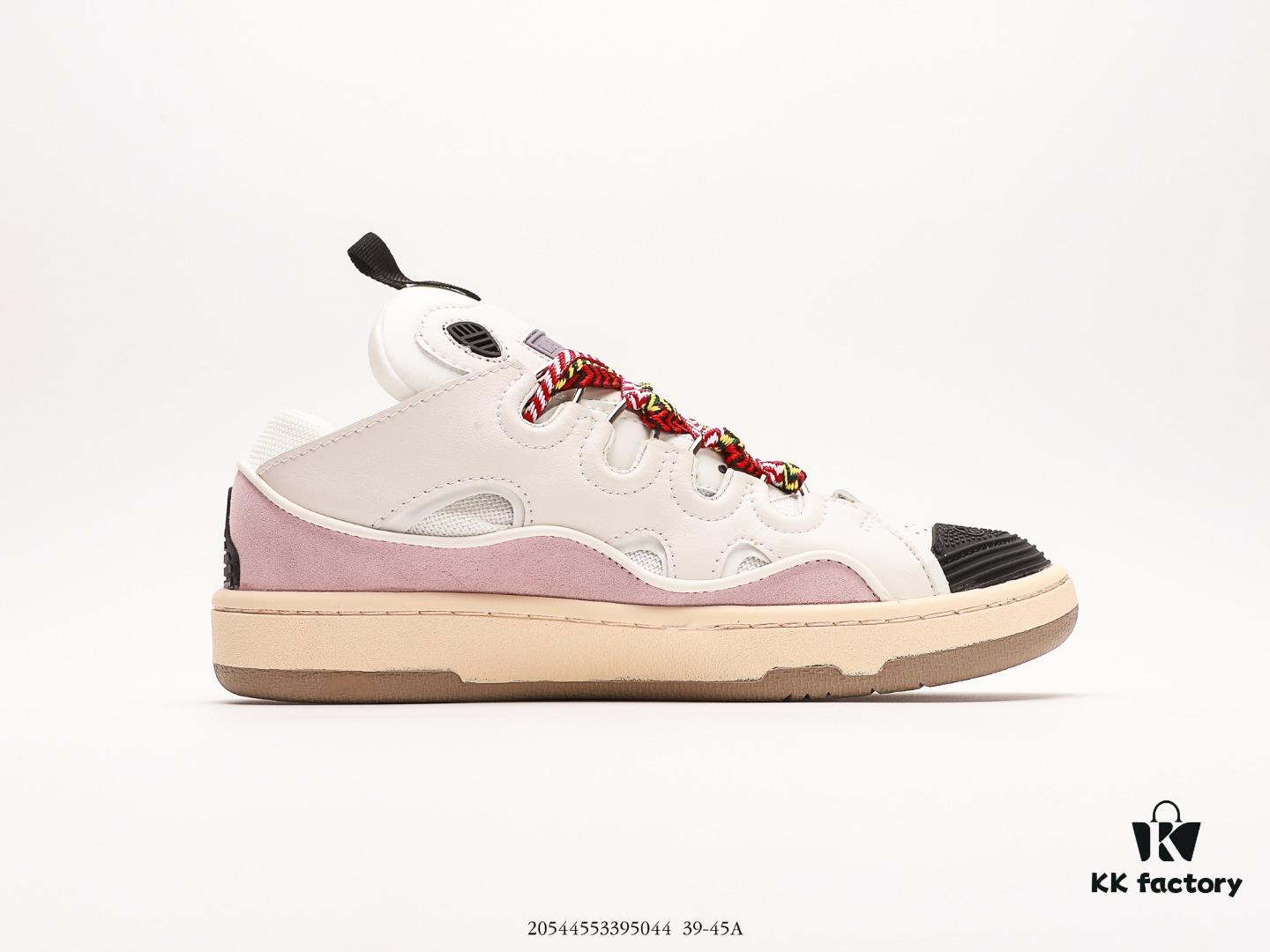 LANVIN Latest Runway Style CLAY Series Unisex Casual Sneakers, Premium Imported Leather and Suede with Breathable Space Fabric Lining, Dual-Color Rubber Sole