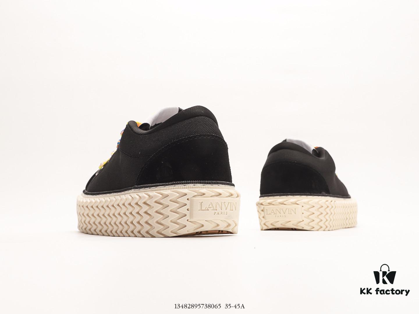 Lanvin Cotton Canvas Curbies Low-Top Sneakers, Street Attendant Collection, Retro Style Casual Sports Shoes with Wide Laces