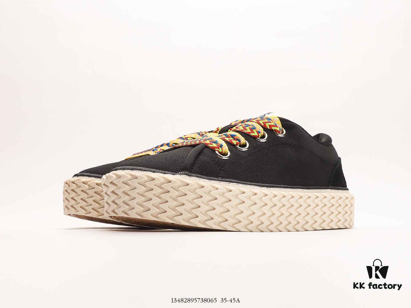 Lanvin Cotton Canvas Curbies Low-Top Sneakers, Street Attendant Collection, Retro Style Casual Sports Shoes with Wide Laces