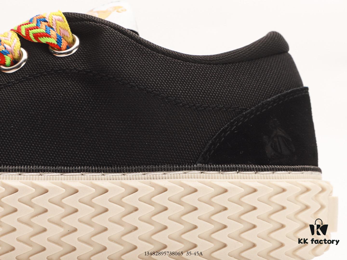 Lanvin Cotton Canvas Curbies Low-Top Sneakers, Street Attendant Collection, Retro Style Casual Sports Shoes with Wide Laces