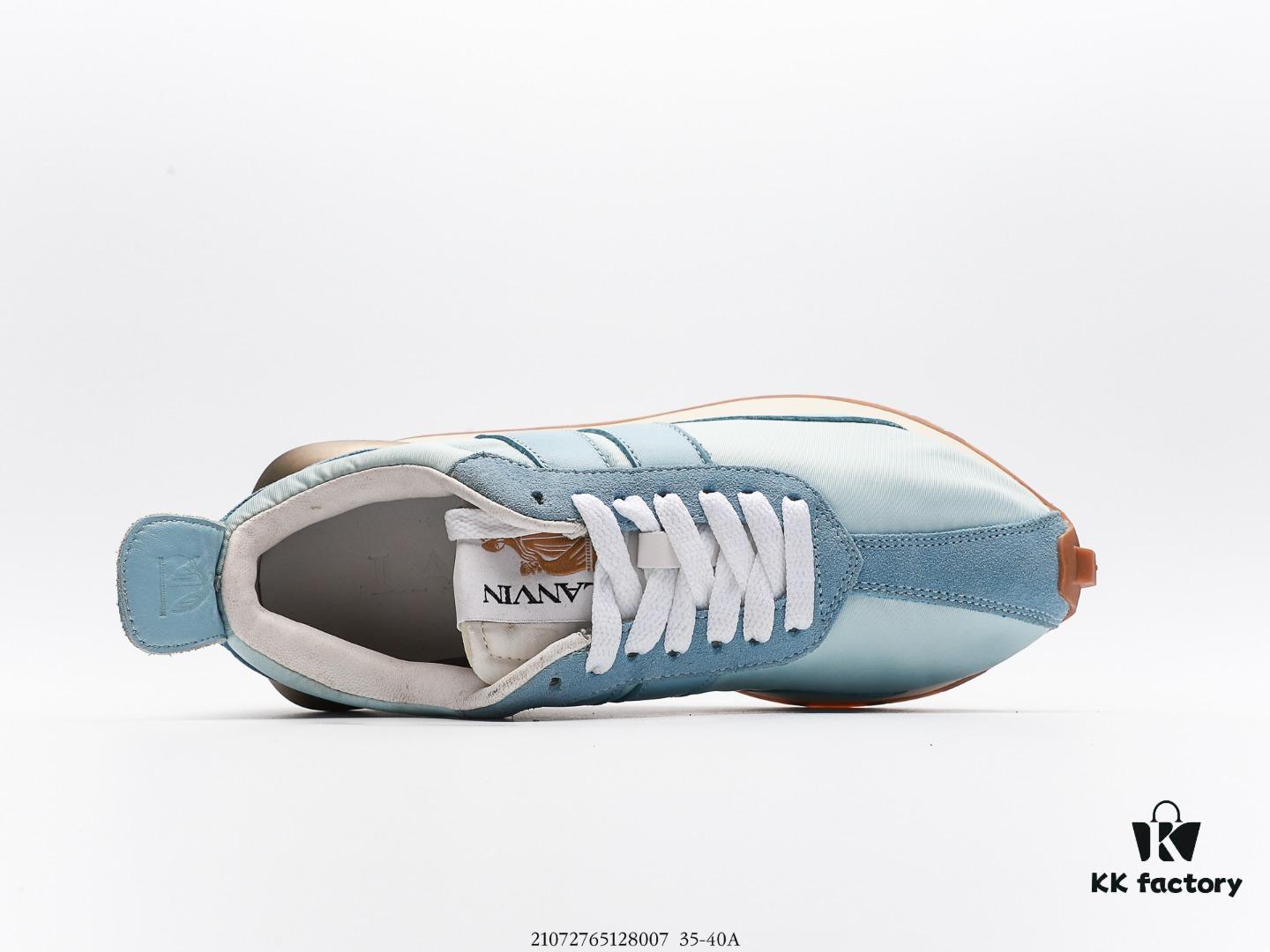 LANVIN Latest Runway CURB Series Casual Sports Shoes, Highly Popular Worldwide Upon Release, Favored by Influencers, Original Mold Reproduced with Premium Craftsmanship, Featuring Imported Sanded Calf Leather, Eco-Friendly Reverse Suede, Diamond Mesh Fabric, Soft and Breathable Space Cotton Lining, Dual-Color TPU Outsole Based on Original Design