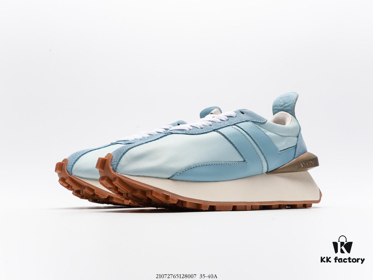 LANVIN Latest Runway CURB Series Casual Sports Shoes, Highly Popular Worldwide Upon Release, Favored by Influencers, Original Mold Reproduced with Premium Craftsmanship, Featuring Imported Sanded Calf Leather, Eco-Friendly Reverse Suede, Diamond Mesh Fabric, Soft and Breathable Space Cotton Lining, Dual-Color TPU Outsole Based on Original Design