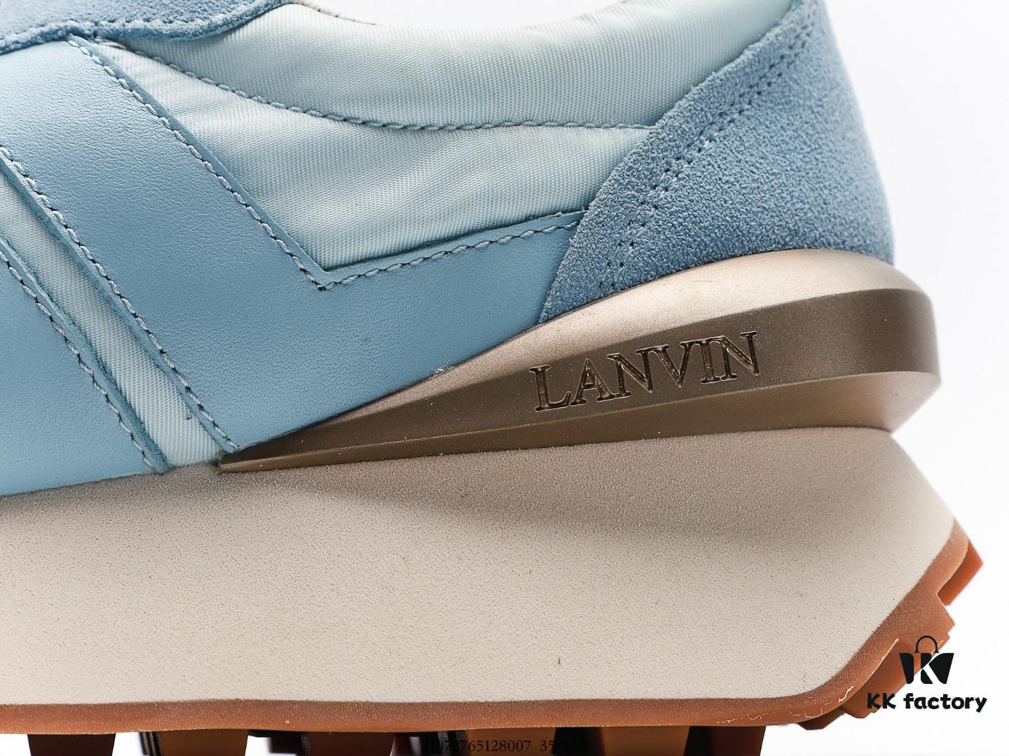 LANVIN Latest Runway CURB Series Casual Sports Shoes, Highly Popular Worldwide Upon Release, Favored by Influencers, Original Mold Reproduced with Premium Craftsmanship, Featuring Imported Sanded Calf Leather, Eco-Friendly Reverse Suede, Diamond Mesh Fabric, Soft and Breathable Space Cotton Lining, Dual-Color TPU Outsole Based on Original Design