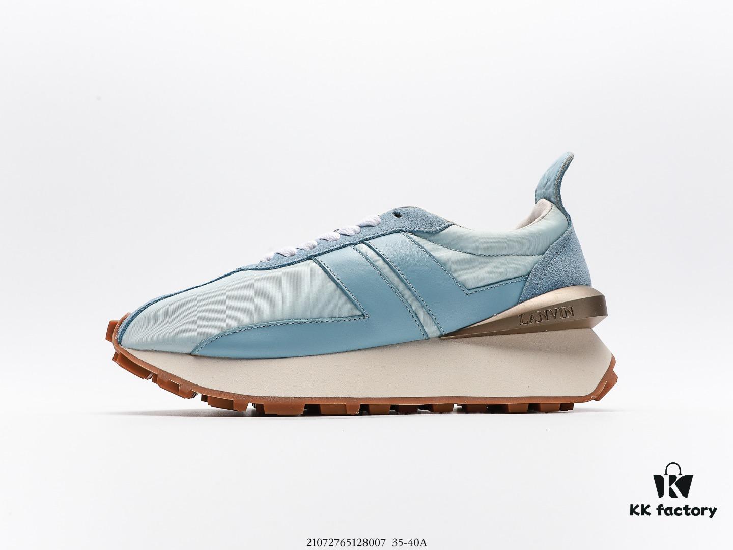 LANVIN Latest Runway CURB Series Casual Sports Shoes, Highly Popular Worldwide Upon Release, Favored by Influencers, Original Mold Reproduced with Premium Craftsmanship, Featuring Imported Sanded Calf Leather, Eco-Friendly Reverse Suede, Diamond Mesh Fabric, Soft and Breathable Space Cotton Lining, Dual-Color TPU Outsole Based on Original Design