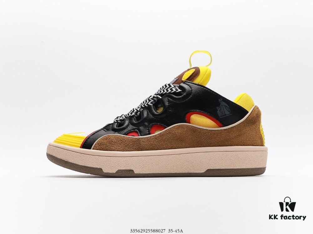 LANVIN Multicolor New Men's and Women's Low-Top and High-Top Casual Business Sneakers, Intricate Craftsmanship with Luxurious Patchwork Design, Exceptionally Comfortable and Breathable, Stylish and Versatile for Any Occasion