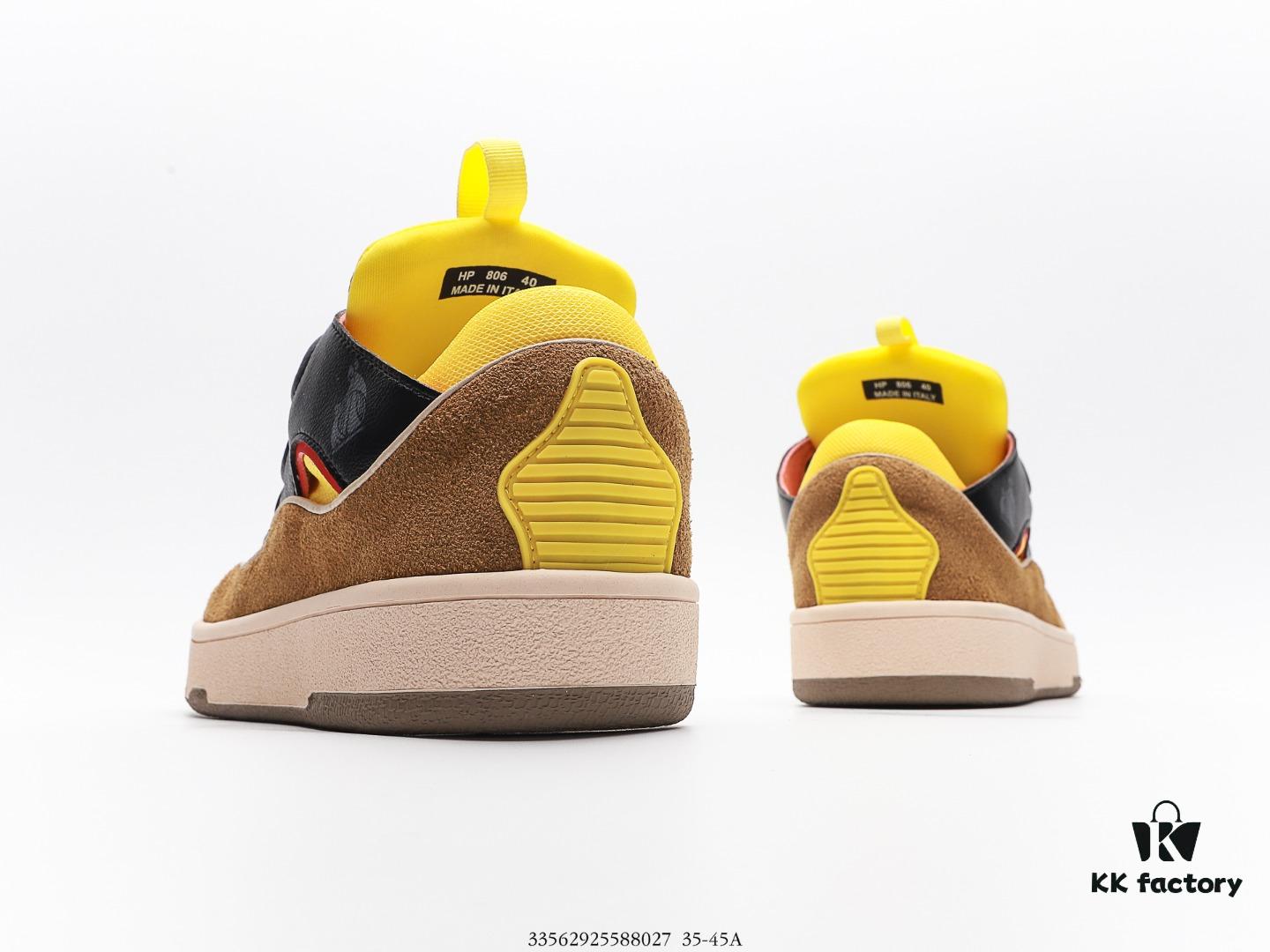 LANVIN Multicolor New Men's and Women's Low-Top and High-Top Casual Business Sneakers, Intricate Craftsmanship with Luxurious Patchwork Design, Exceptionally Comfortable and Breathable, Stylish and Versatile for Any Occasion