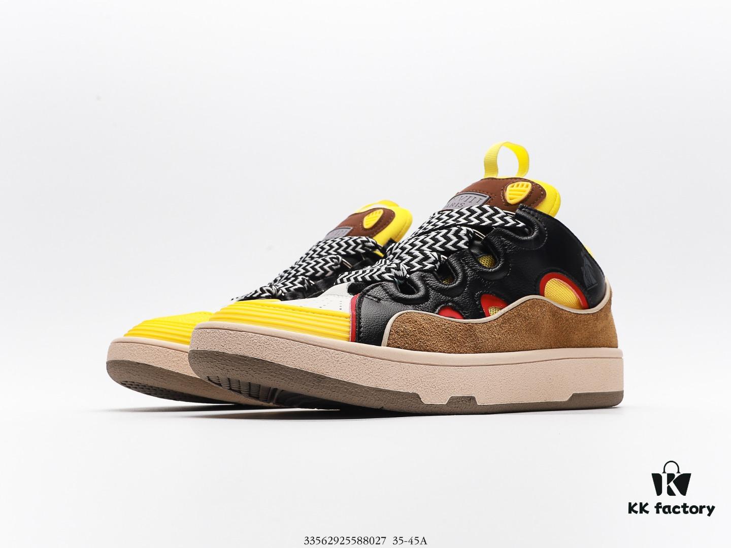 LANVIN Multicolor New Men's and Women's Low-Top and High-Top Casual Business Sneakers, Intricate Craftsmanship with Luxurious Patchwork Design, Exceptionally Comfortable and Breathable, Stylish and Versatile for Any Occasion