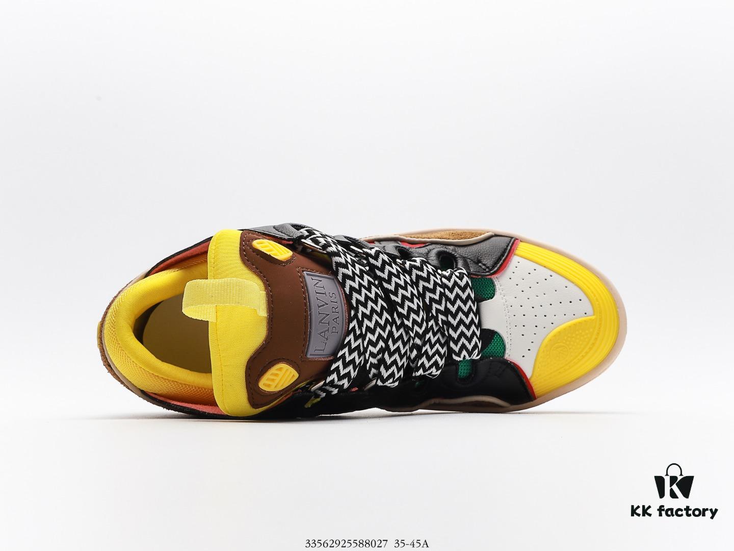 LANVIN Multicolor New Men's and Women's Low-Top and High-Top Casual Business Sneakers, Intricate Craftsmanship with Luxurious Patchwork Design, Exceptionally Comfortable and Breathable, Stylish and Versatile for Any Occasion