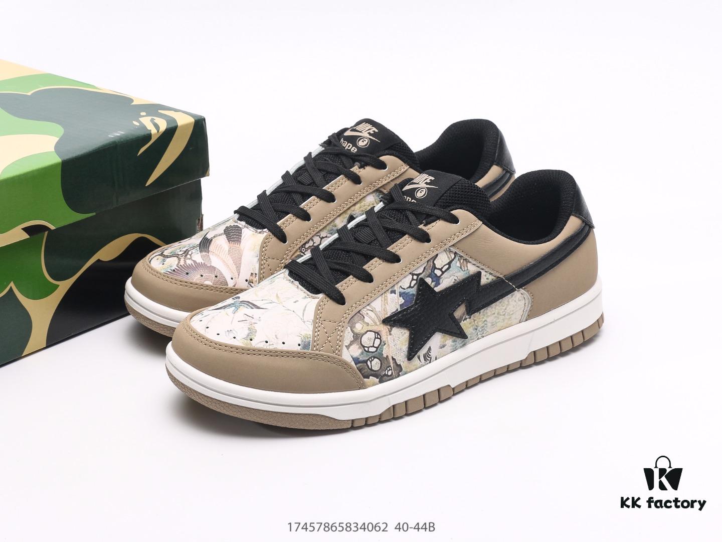 A BATHING APE Monkey Head Lace-Up Round-Toe Casual Fashion Sneakers