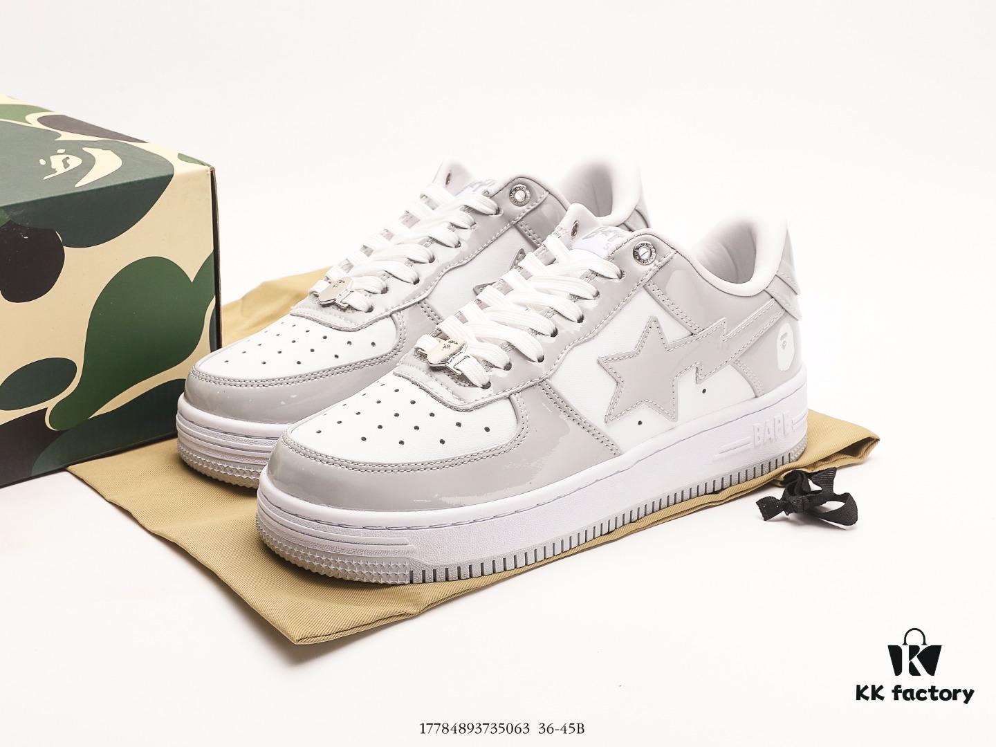 Japanese Harajuku Streetwear Brand A Bathing Ape BAPE STA Classic Low-Top Casual Sneakers with Ortholite Insole for Cushioning, Full-Length Air Sole Insert, Upgraded Original Last and Pattern Design, Comes with Hard Gift Box, Ape Head Card, Dust Bag, and Premium Laces