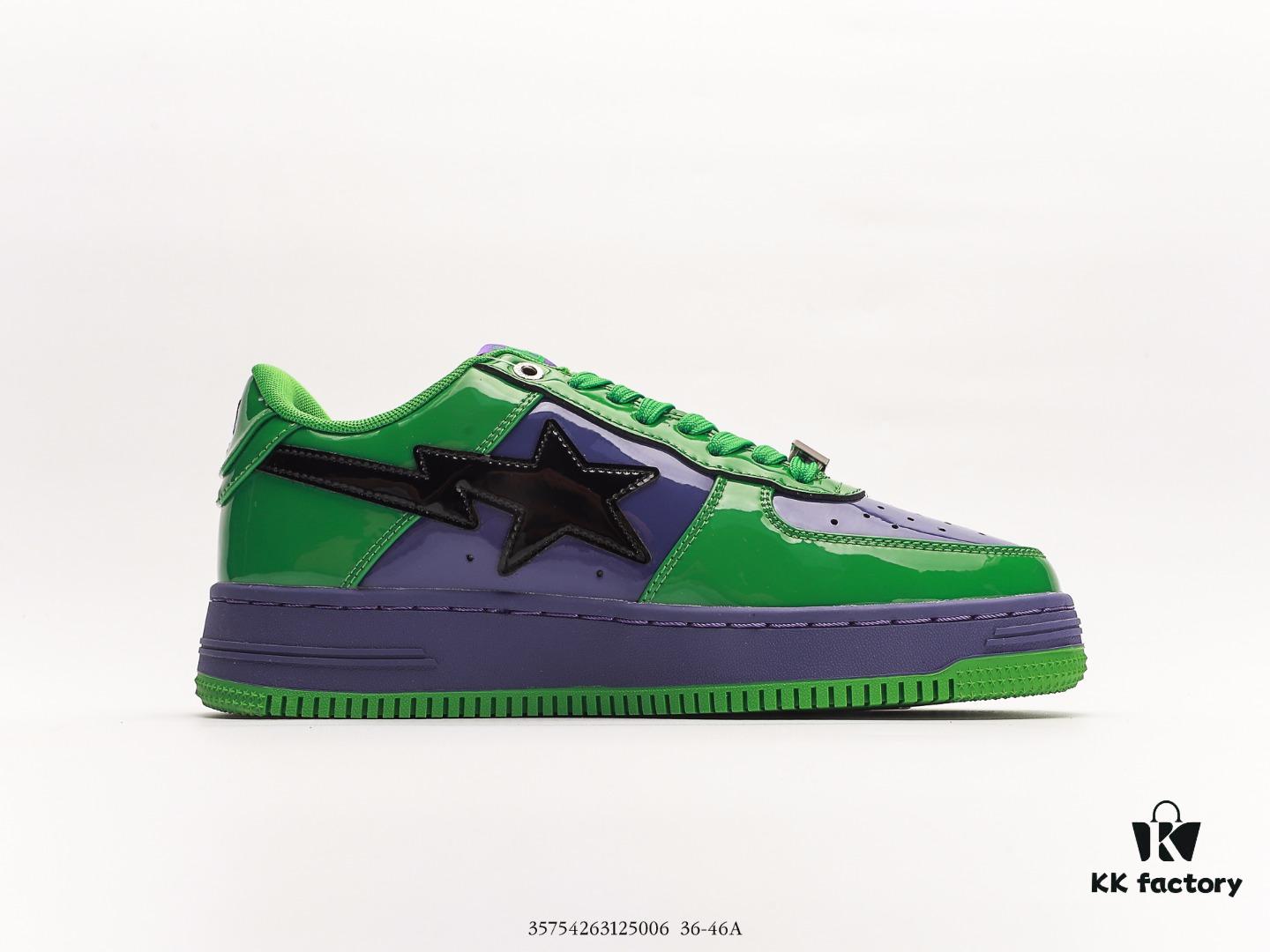 APESTA Low Marvel x BapeSTA Collaboration Fashion Sneakers with Classic Ape Head Design, Full Original Version, Sea Glass Insole, Full-Length Air Cushion, Exclusive Transparent Shoe Box and Matching Shopping Bag