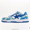 BAPE x Air Force 1 Sta Low Men's Low-Top Casual Sports Sneakers, Classic Ape Head Design, Full-Length Air Cushion, Sea Glass Insole, Star Logo Identification