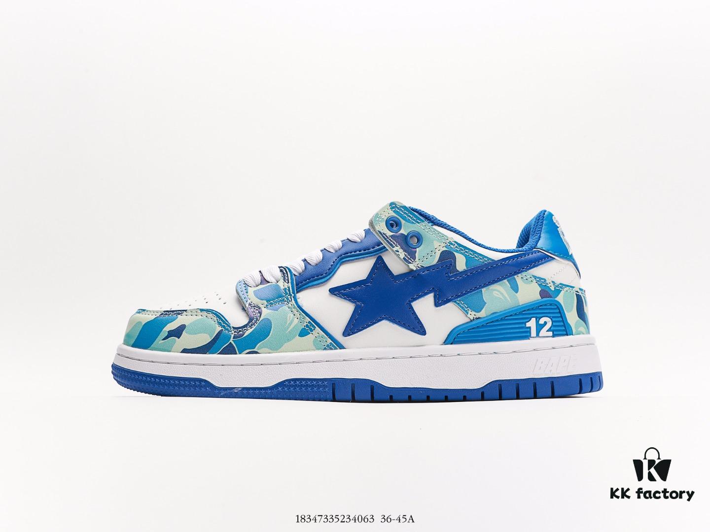 BAPE x Air Force 1 Sta Low Men's Low-Top Casual Sports Sneakers, Classic Ape Head Design, Full-Length Air Cushion, Sea Glass Insole, Star Logo Identification