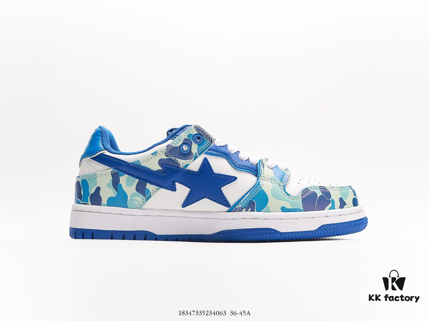 BAPE x Air Force 1 Sta Low Men's Low-Top Casual Sports Sneakers, Classic Ape Head Design, Full-Length Air Cushion, Sea Glass Insole, Star Logo Identification