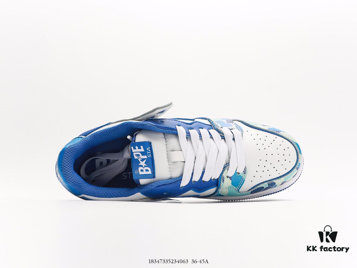 BAPE x Air Force 1 Sta Low Men's Low-Top Casual Sports Sneakers, Classic Ape Head Design, Full-Length Air Cushion, Sea Glass Insole, Star Logo Identification