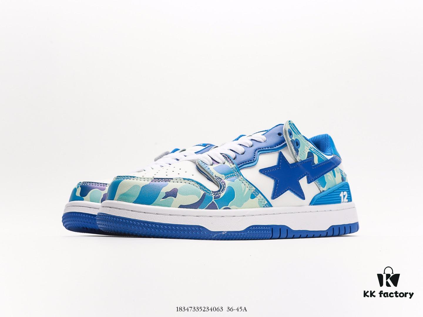BAPE x Air Force 1 Sta Low Men's Low-Top Casual Sports Sneakers, Classic Ape Head Design, Full-Length Air Cushion, Sea Glass Insole, Star Logo Identification