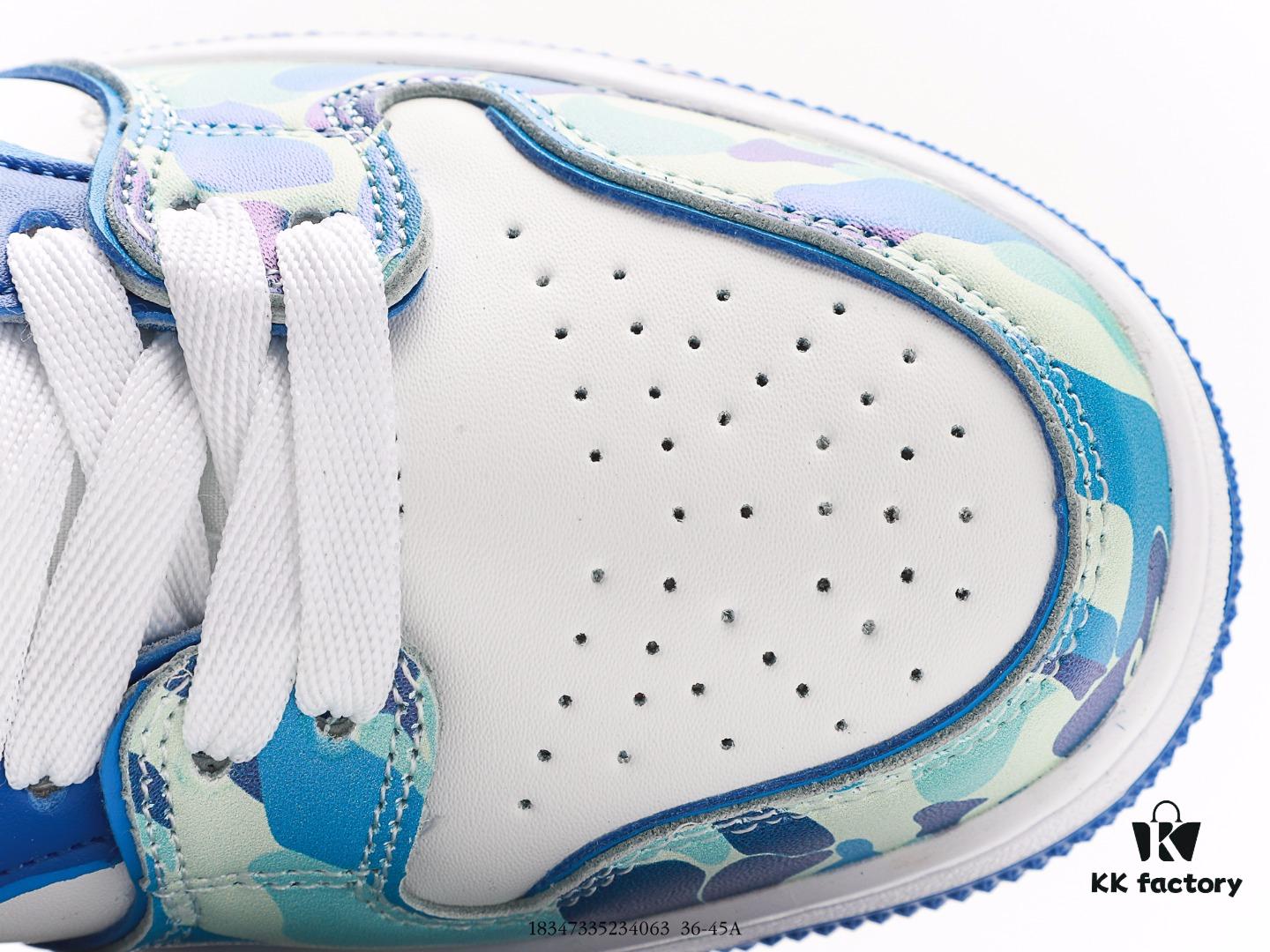 BAPE x Air Force 1 Sta Low Men's Low-Top Casual Sports Sneakers, Classic Ape Head Design, Full-Length Air Cushion, Sea Glass Insole, Star Logo Identification