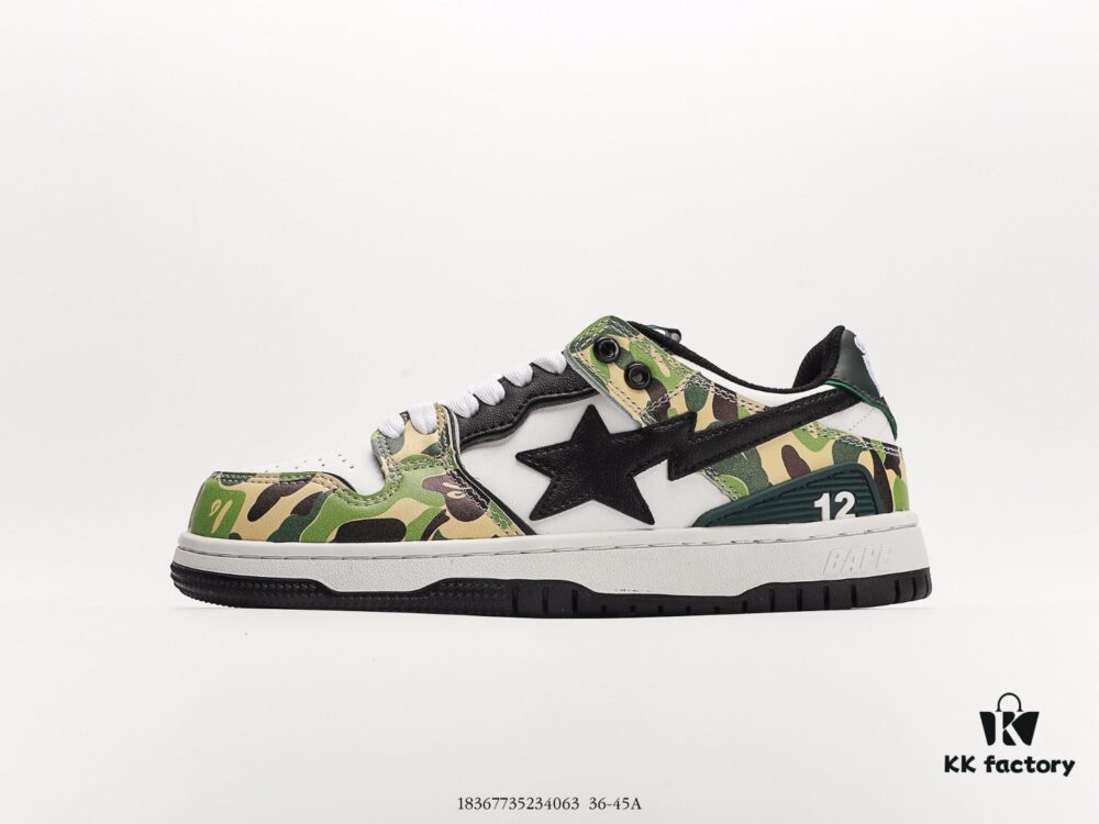 Ape Head BAPE x Air Force 1 Sta Low, Classic Versatile Low-Top Casual Sports Sneakers, Exclusive Private Mold, Pure Original Version, Iconic Ape Head Design, Authentic Silhouette, Sea Glass Insole, Full-Length Air Cushion, Premium Complete Packaging, Featuring the Highly Recognizable Star Logo
