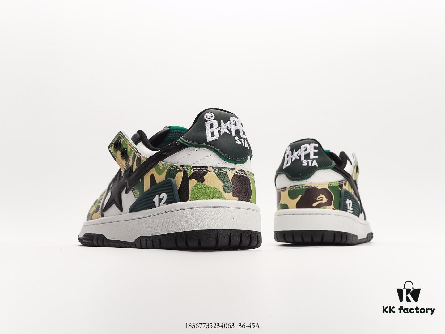 Ape Head BAPE x Air Force 1 Sta Low, Classic Versatile Low-Top Casual Sports Sneakers, Exclusive Private Mold, Pure Original Version, Iconic Ape Head Design, Authentic Silhouette, Sea Glass Insole, Full-Length Air Cushion, Premium Complete Packaging, Featuring the Highly Recognizable Star Logo