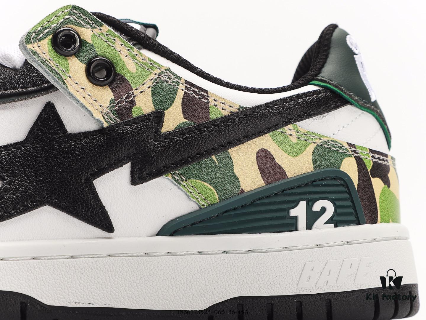 Ape Head BAPE x Air Force 1 Sta Low, Classic Versatile Low-Top Casual Sports Sneakers, Exclusive Private Mold, Pure Original Version, Iconic Ape Head Design, Authentic Silhouette, Sea Glass Insole, Full-Length Air Cushion, Premium Complete Packaging, Featuring the Highly Recognizable Star Logo