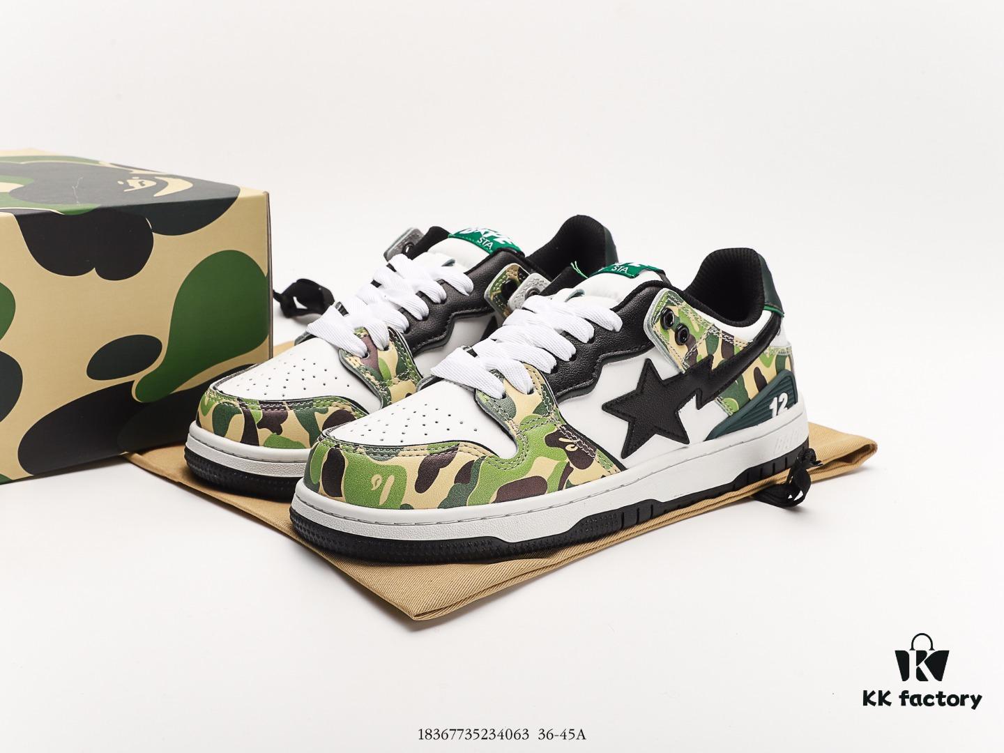 Ape Head BAPE x Air Force 1 Sta Low, Classic Versatile Low-Top Casual Sports Sneakers, Exclusive Private Mold, Pure Original Version, Iconic Ape Head Design, Authentic Silhouette, Sea Glass Insole, Full-Length Air Cushion, Premium Complete Packaging, Featuring the Highly Recognizable Star Logo